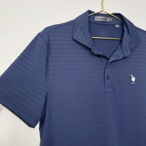 G/Fore Mens Baja Polo Medium Blue Perforated Stripe Short Sleeve Nauka Golf Club